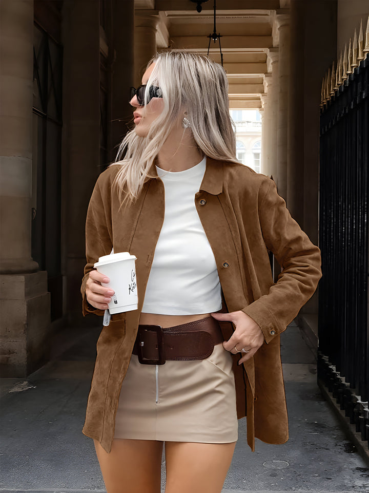 Sachiko | Women's Oversized Suede Jacket | Button Up Workwear