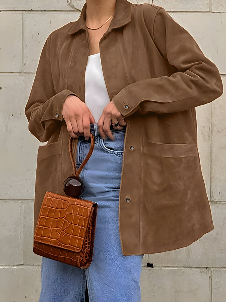Sachiko | Women's Oversized Suede Jacket | Button Up Workwear