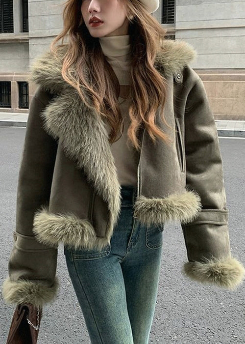 Chiyoko | Women's Suede Jacket | Plush Collar & Cuffs Winter