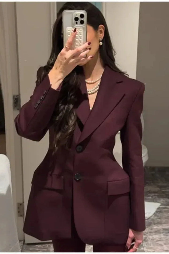 Alfrun | Women's Tailored Blazer | Peak Lapel Pockets Office