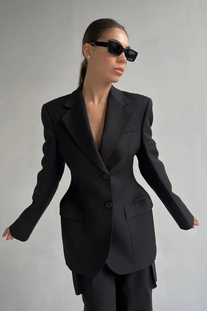 Alfrun | Women's Tailored Blazer | Peak Lapel Pockets Office
