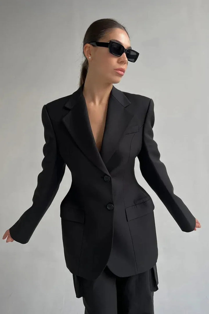 Alfrun | Women's Tailored Blazer | Peak Lapel Pockets Office