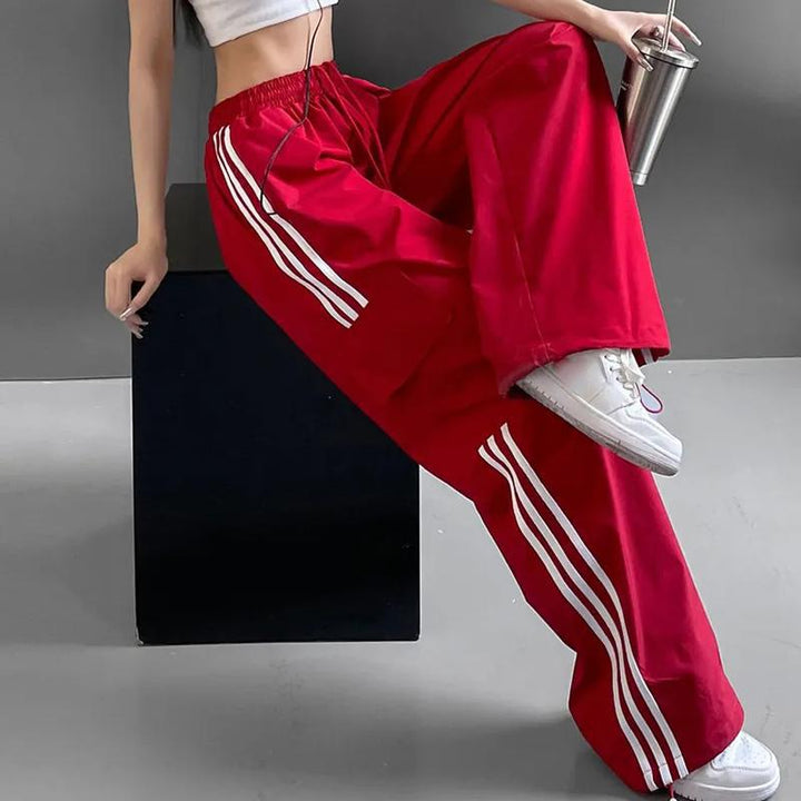 Valeria | Women's Cargo Track Pants Wide Leg | Side Stripe