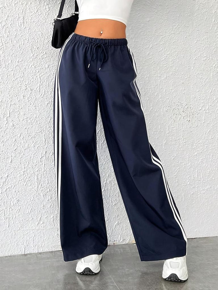 Aphrodite | Women's Wide Leg Track Pants | Palazzo Side Stripe
