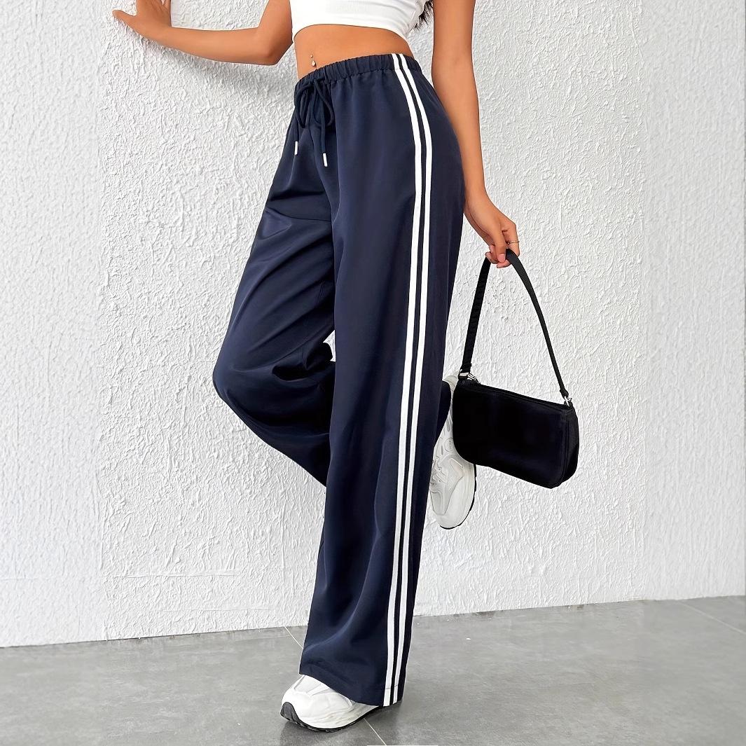 Aphrodite | Women's Wide Leg Track Pants | Palazzo Side Stripe