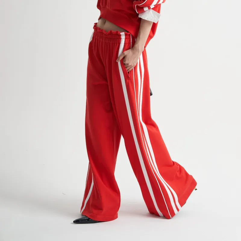 Niobe | Women's Wide Leg Track Pants | Side Stripe Zip Pockets