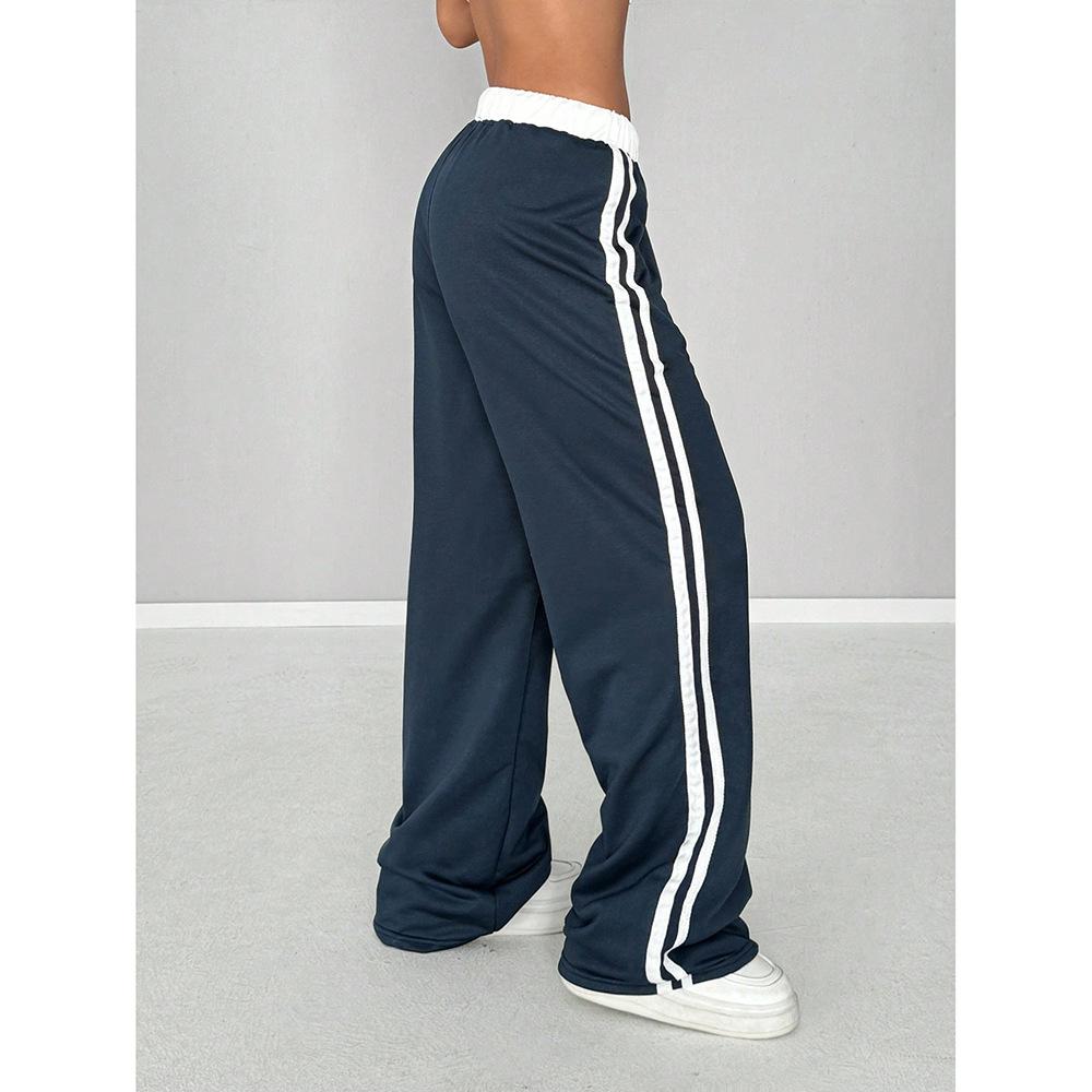 Frithswith | Women's Baggy Striped Track Pants Wide Leg | Drawstring