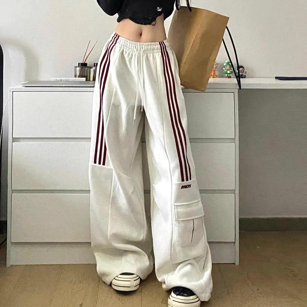 Selene | Women's Baggy Track Pants | Side Stripes Cargo Pockets