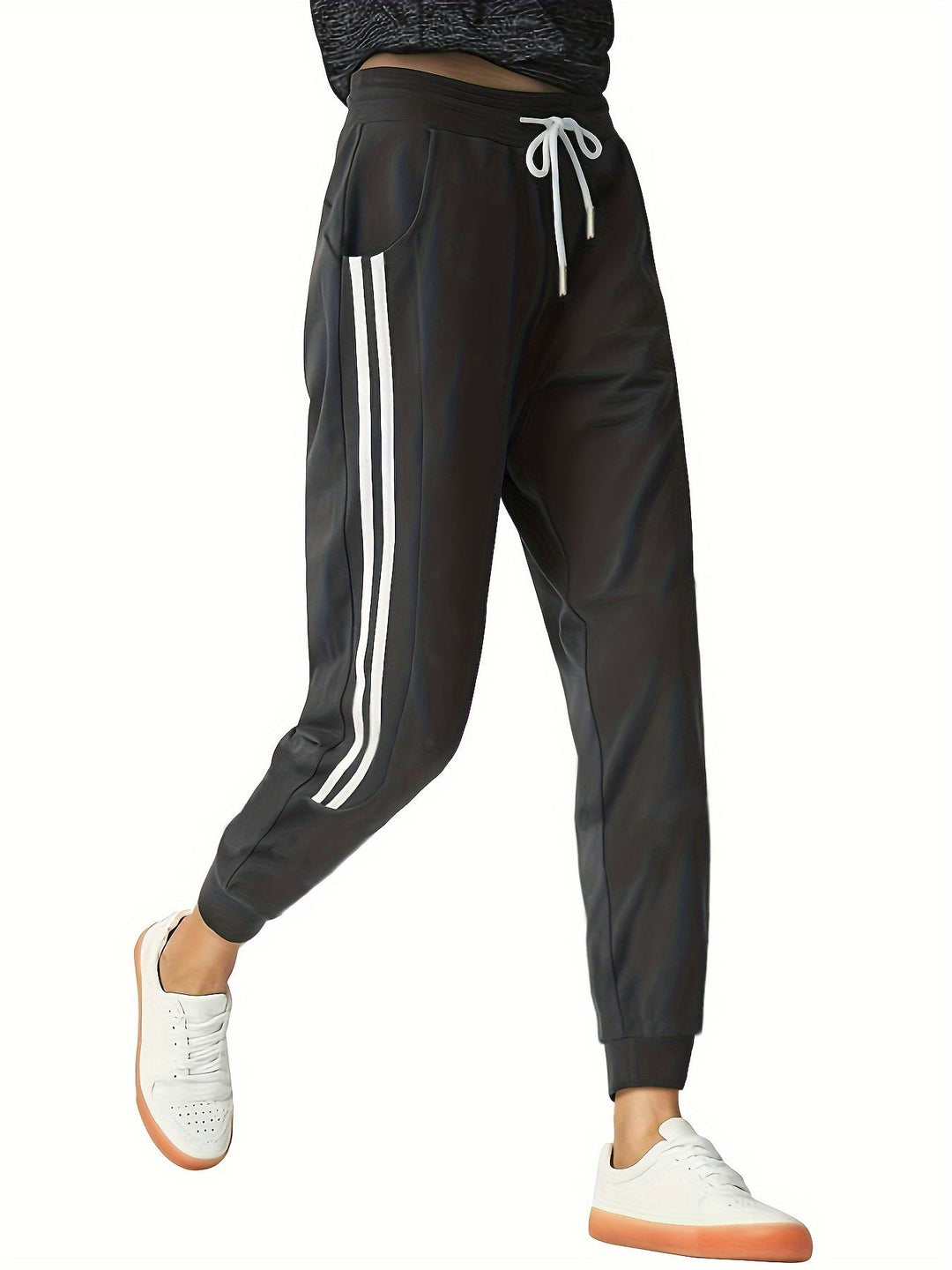 Aethelhild | Women's Track Pants | Side Stripes Drawstring Cuffed Hem
