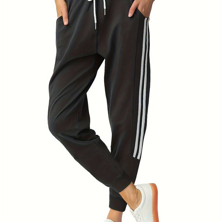 Aethelhild | Women's Track Pants | Side Stripes Drawstring Cuffed Hem