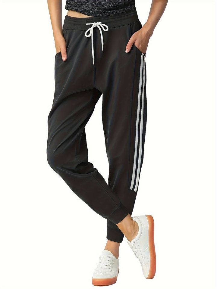 Aethelhild | Women's Track Pants | Side Stripes Drawstring Cuffed Hem