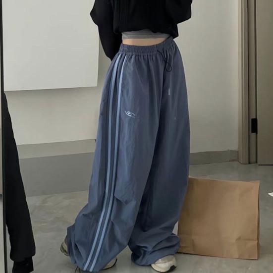 Thalia | Women's Wide Leg Track Pants | Side Stripes Drawstring