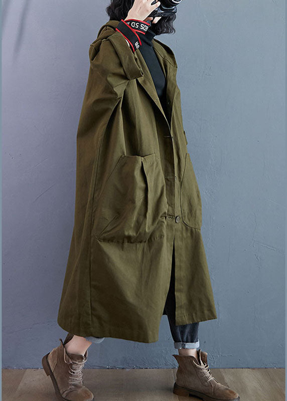 Bogumila | Women's Long Hooded Trench Coat | Oversized Button Front