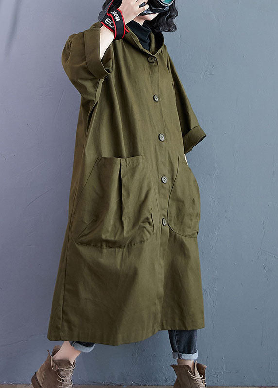 Bogumila | Women's Long Hooded Trench Coat | Oversized Button Front