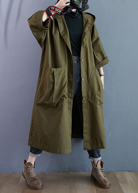 Bogumila | Women's Long Hooded Trench Coat | Oversized Button Front