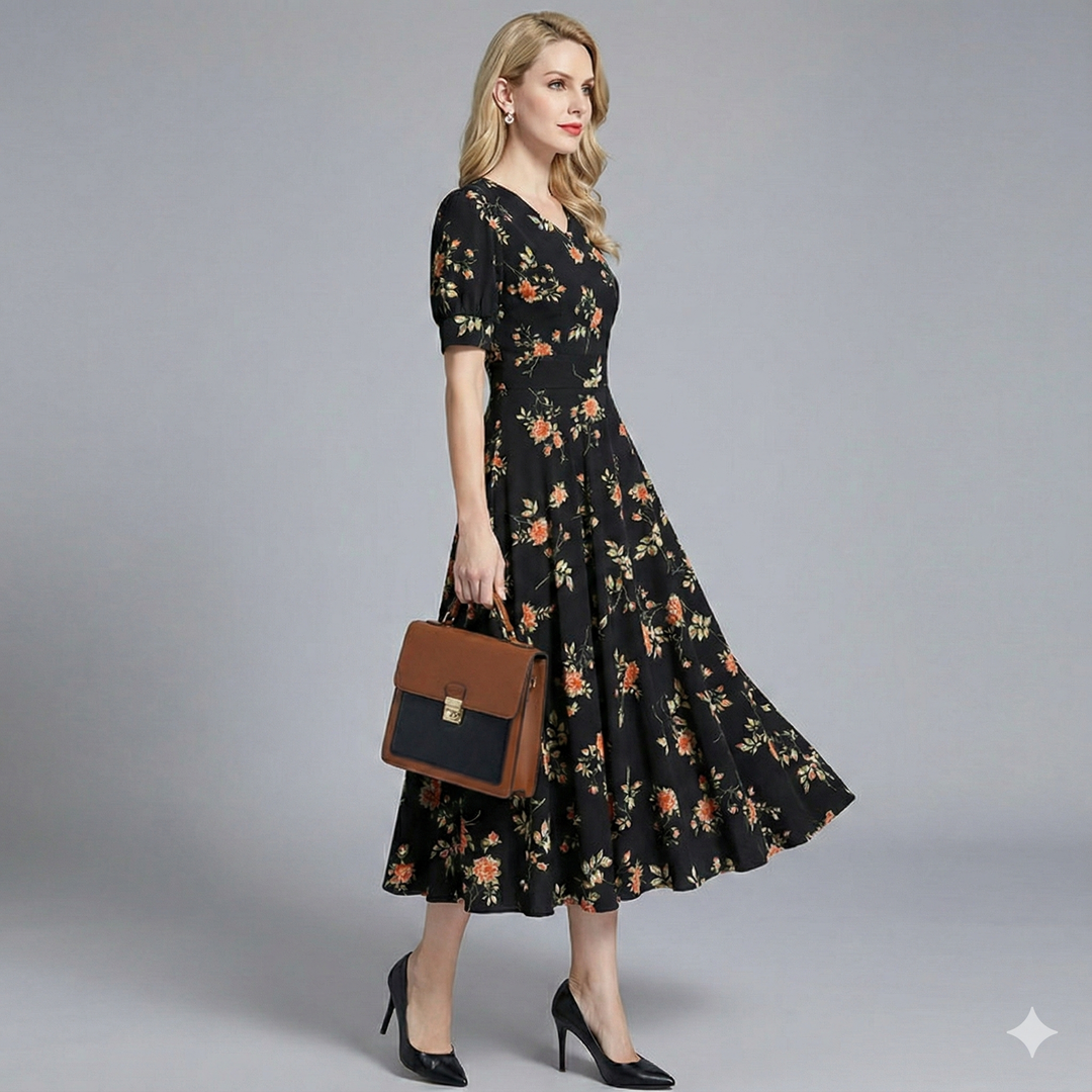 Women's Wedding Guest Dress V-Neck Floral | Midi