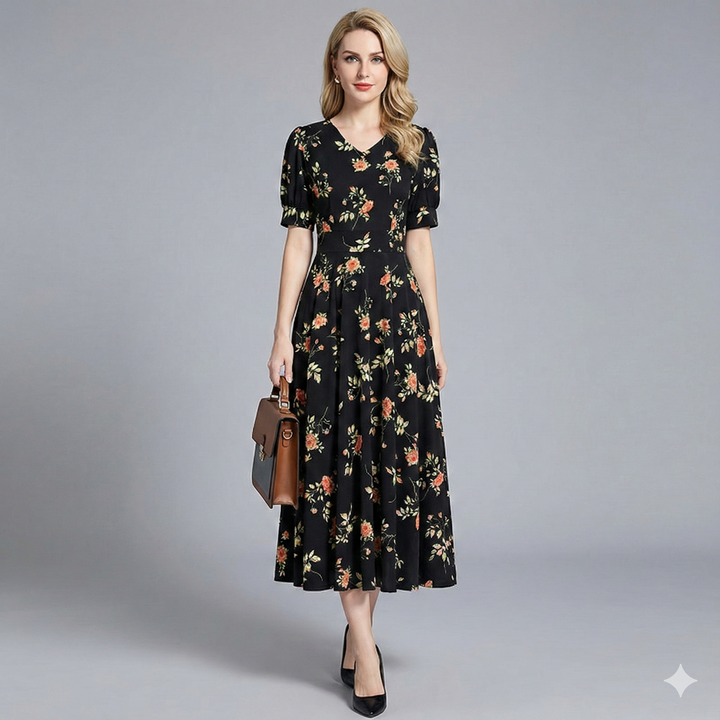 Women's Wedding Guest Dress V-Neck Floral | Midi