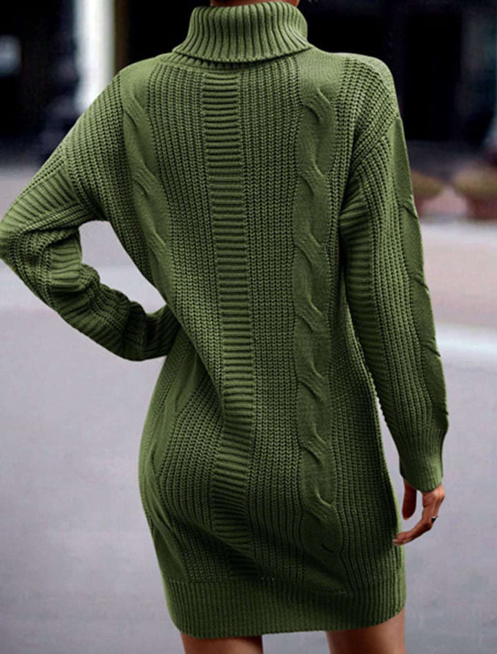 Ingvora | Cable Knit Turtle Neck Mini Dress