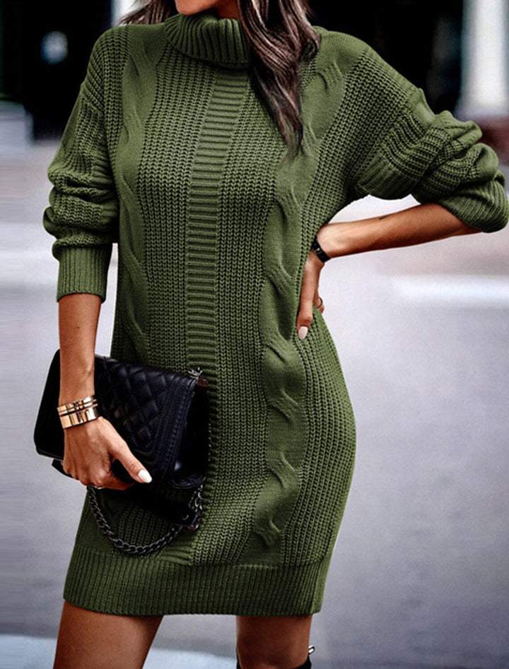Ingvora | Cable Knit Turtle Neck Mini Dress
