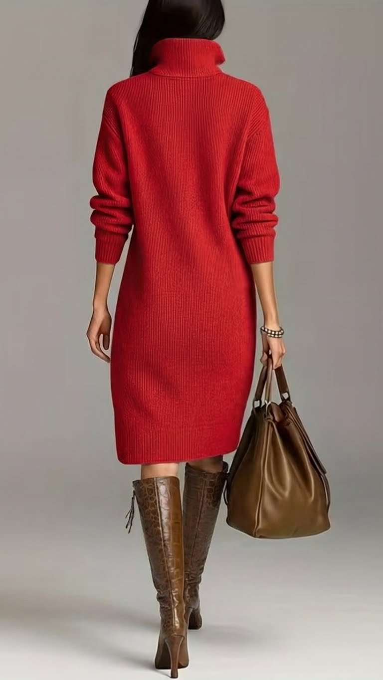 Terentia | Winter Dress Midi Turtleneck