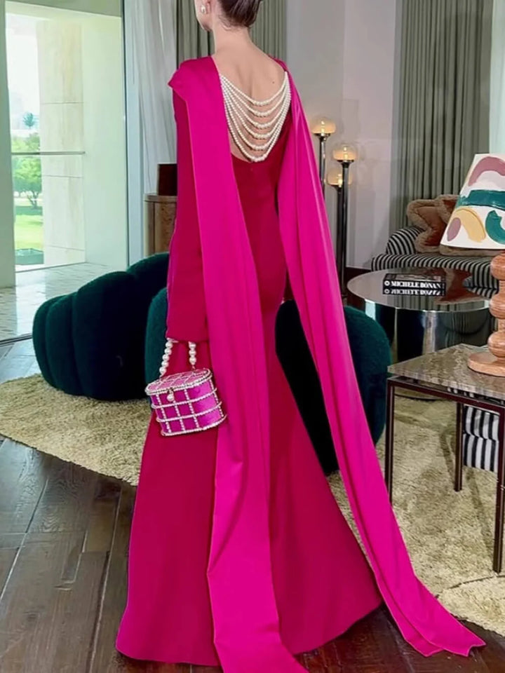 Sadhbh | Winter Evening Maxi Dress | Cape