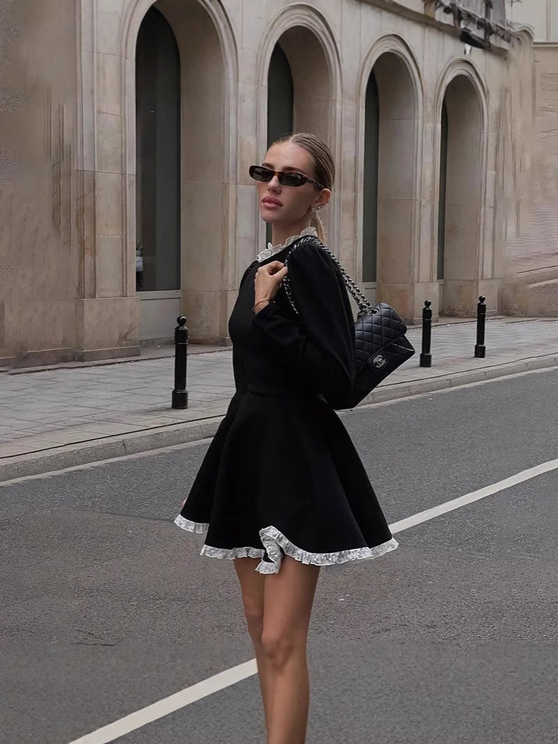 Mia | Winter Mini Dress | A-Line Ruffle Trim