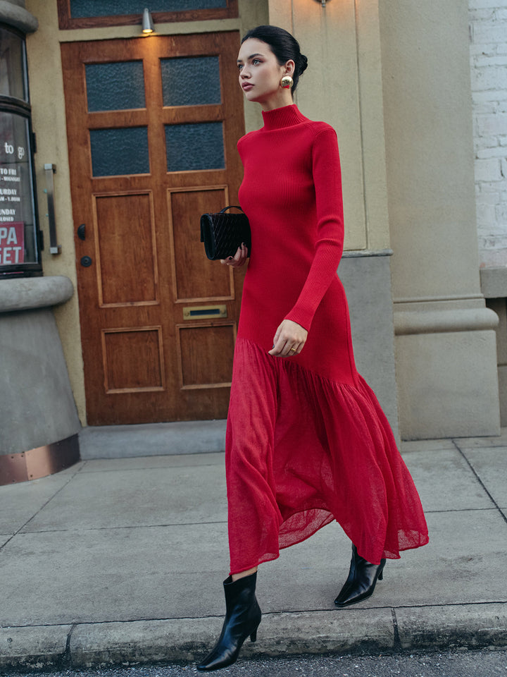 Pascale | Knit Maxi Dress | Mock Neck