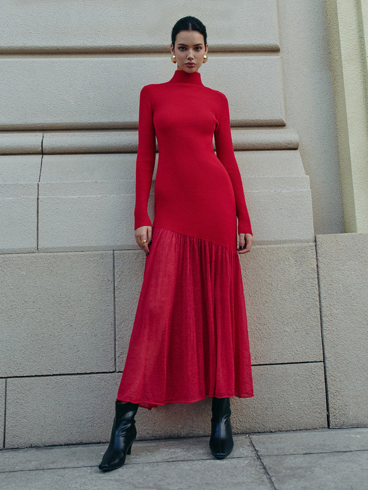 Pascale | Knit Maxi Dress | Mock Neck