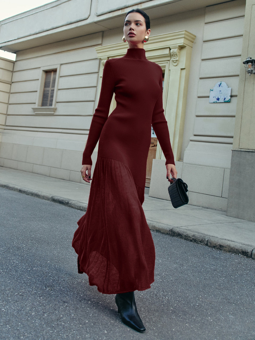 Pascale | Knit Maxi Dress | Mock Neck