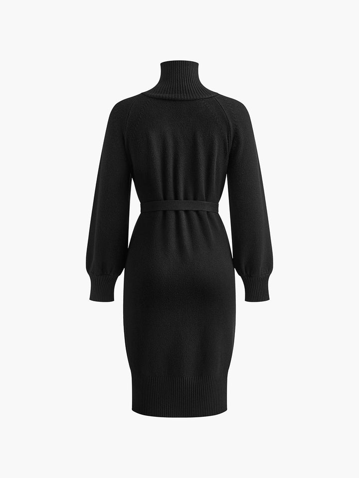 Capucine | Knit Midi Dress | Turtle Neck Belted