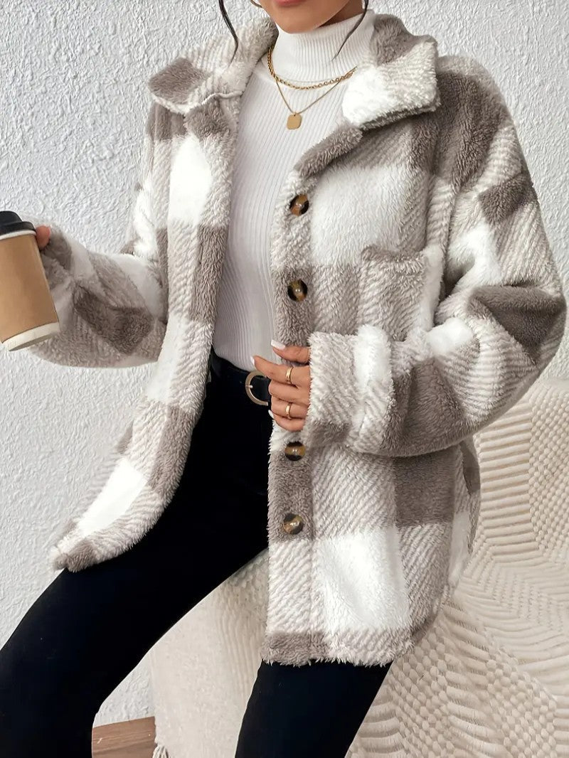 Lucilla | Women's Plaid Winter Jacket | Button Up