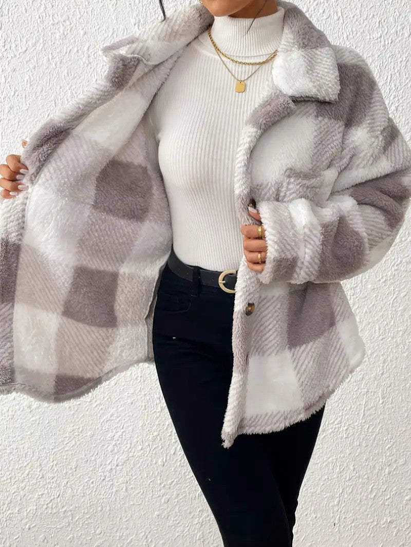 Lucilla | Women's Plaid Winter Jacket | Button Up