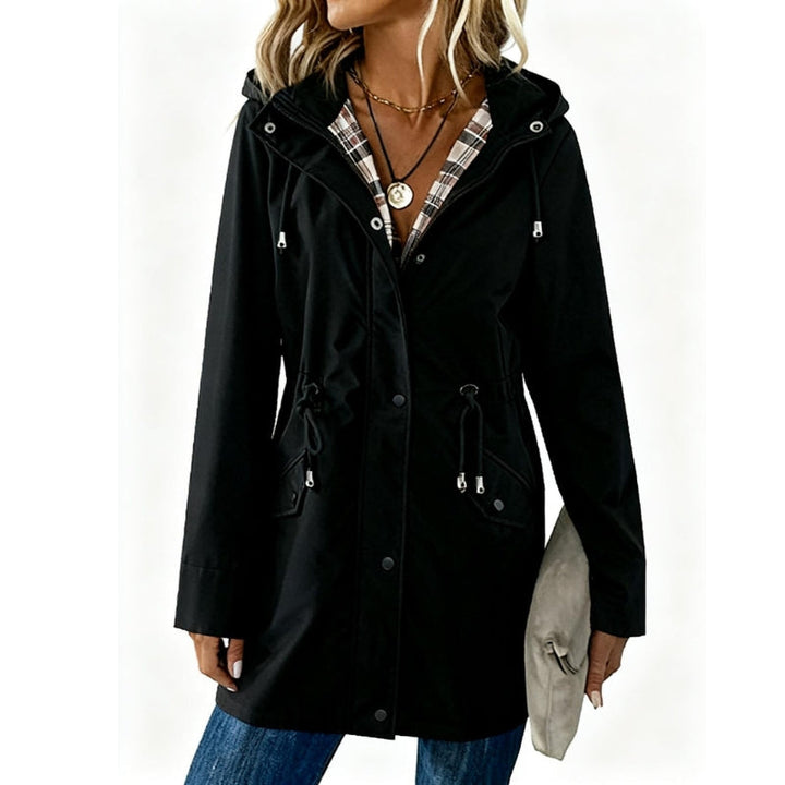 Hind | Women's Long Hooded Rain Jacket | Drawstring Waist