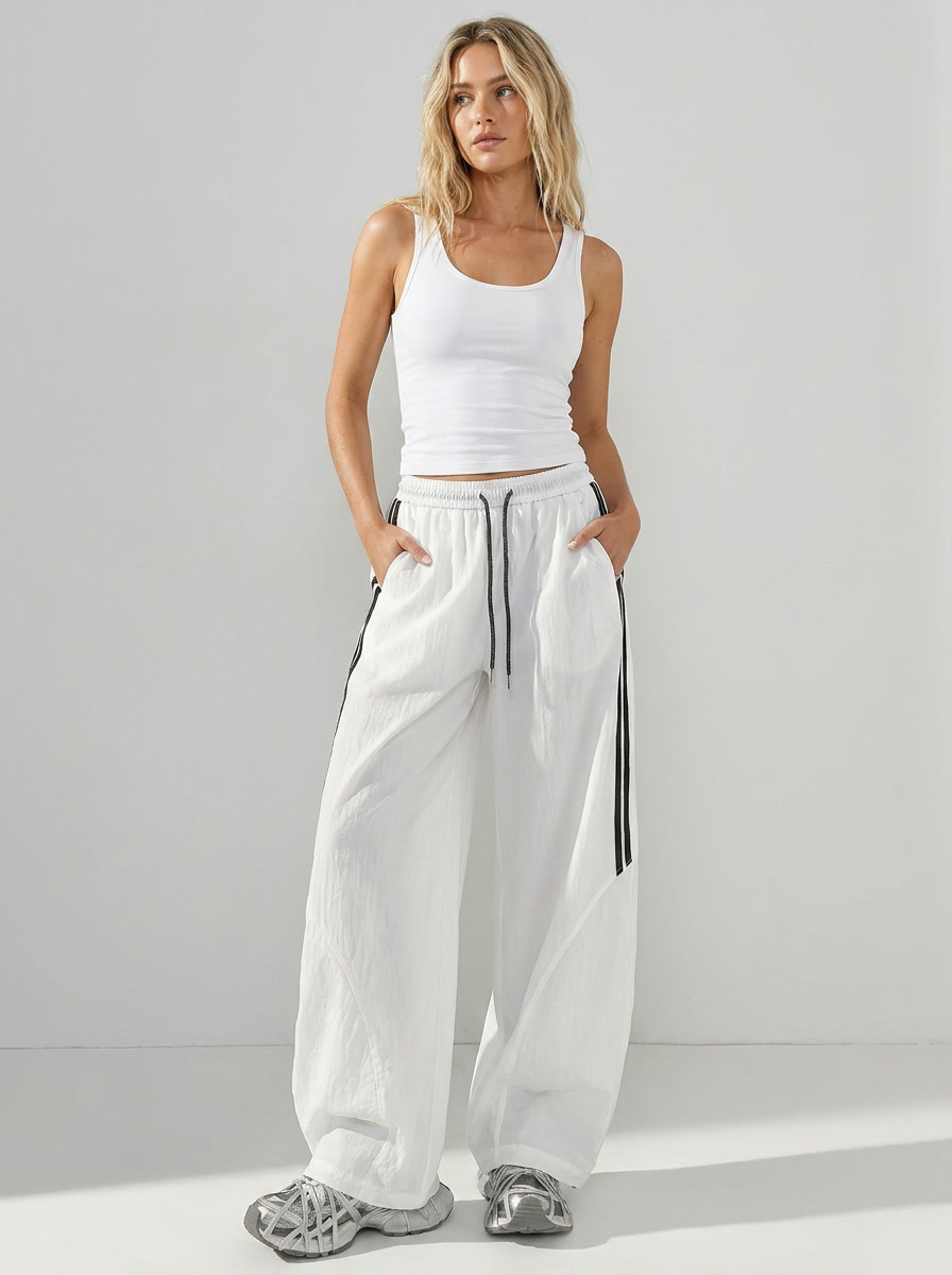 Phronesis | Women's Baggy Wide Leg Track Pants | Side Stripe