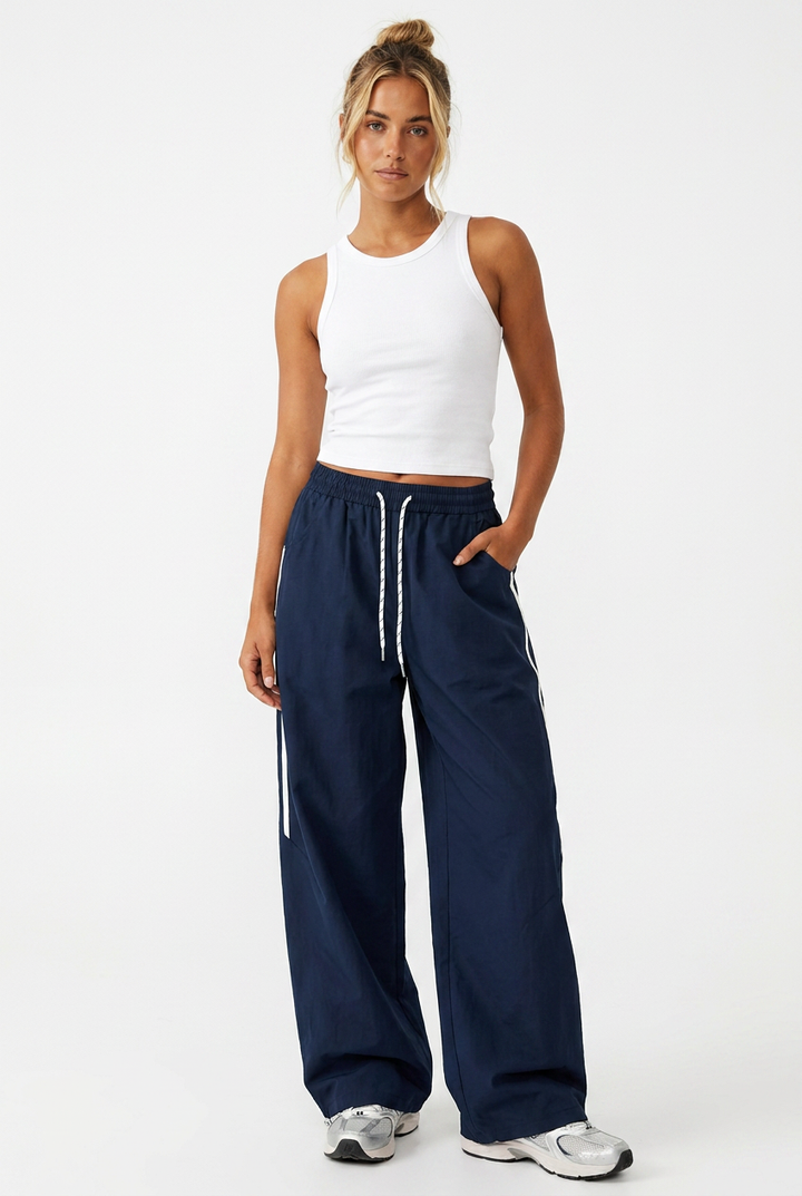 Phronesis | Women's Baggy Wide Leg Track Pants | Side Stripe