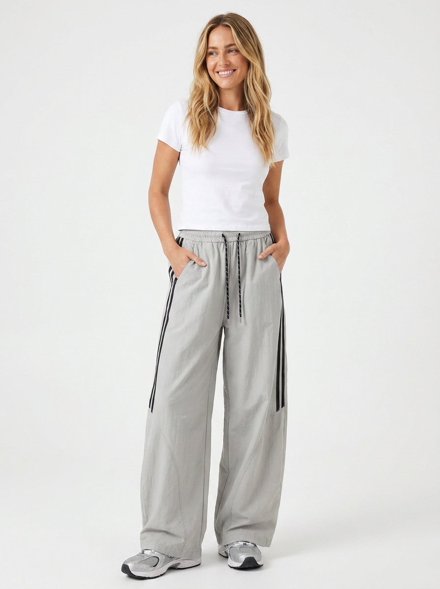 Phronesis | Women's Baggy Wide Leg Track Pants | Side Stripe