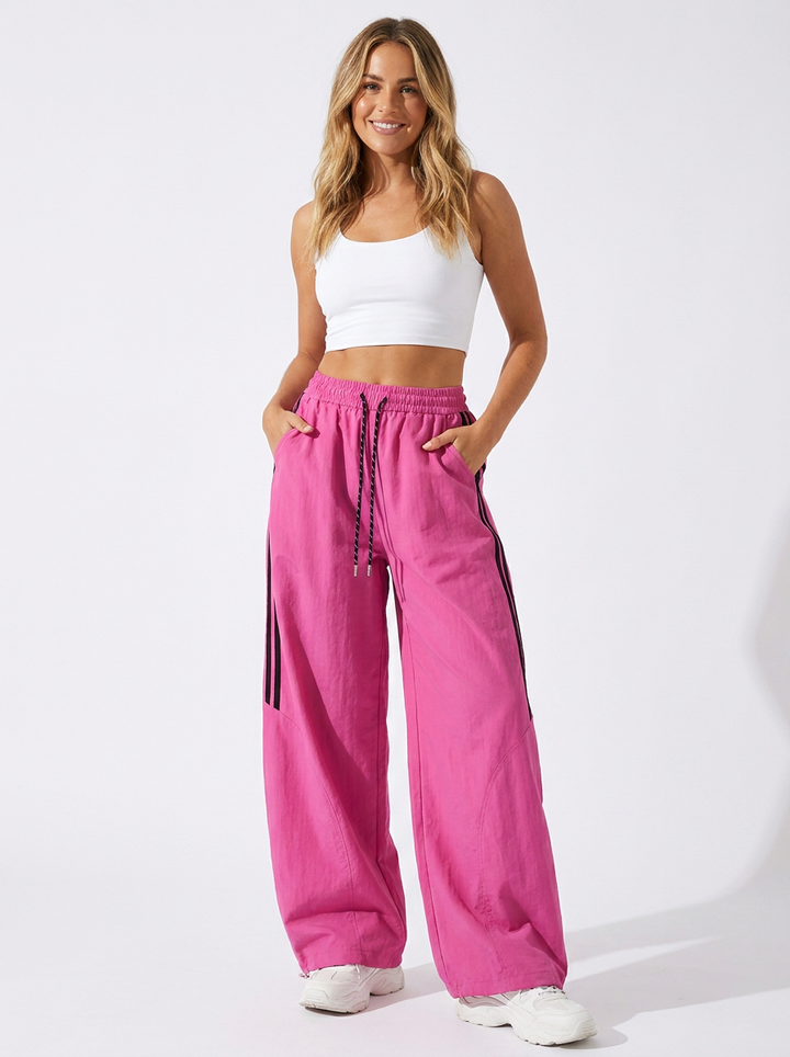 Phronesis | Women's Baggy Wide Leg Track Pants | Side Stripe