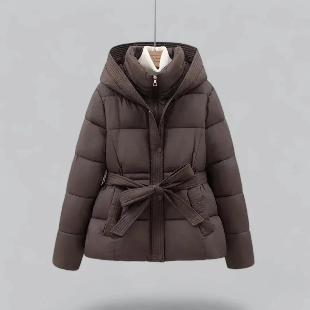 Ediva | Women's Belted Hooded Puffer Jacket | Zip Up