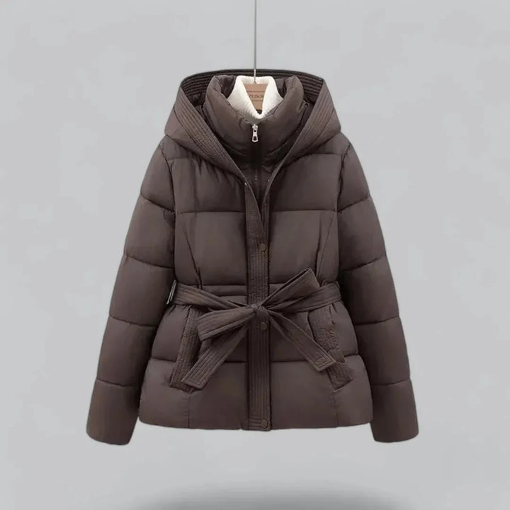 Ediva | Women's Belted Hooded Puffer Jacket | Zip Up