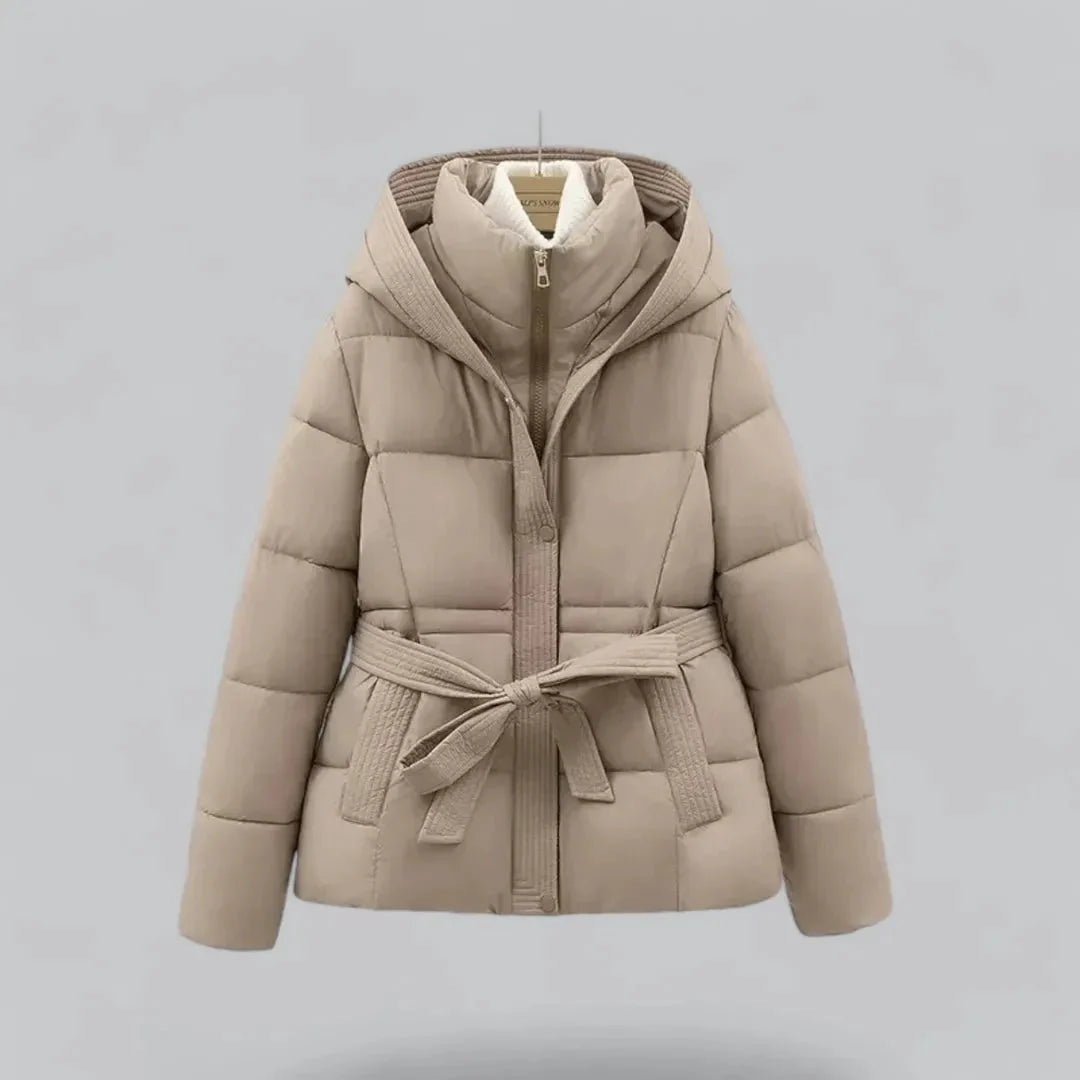 Ediva | Women's Belted Hooded Puffer Jacket | Zip Up