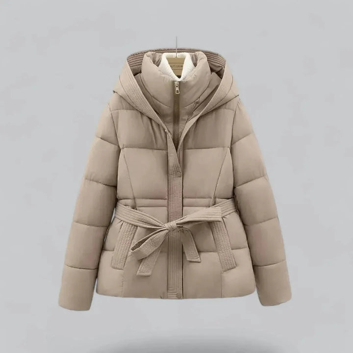 Ediva | Women's Belted Hooded Puffer Jacket | Zip Up