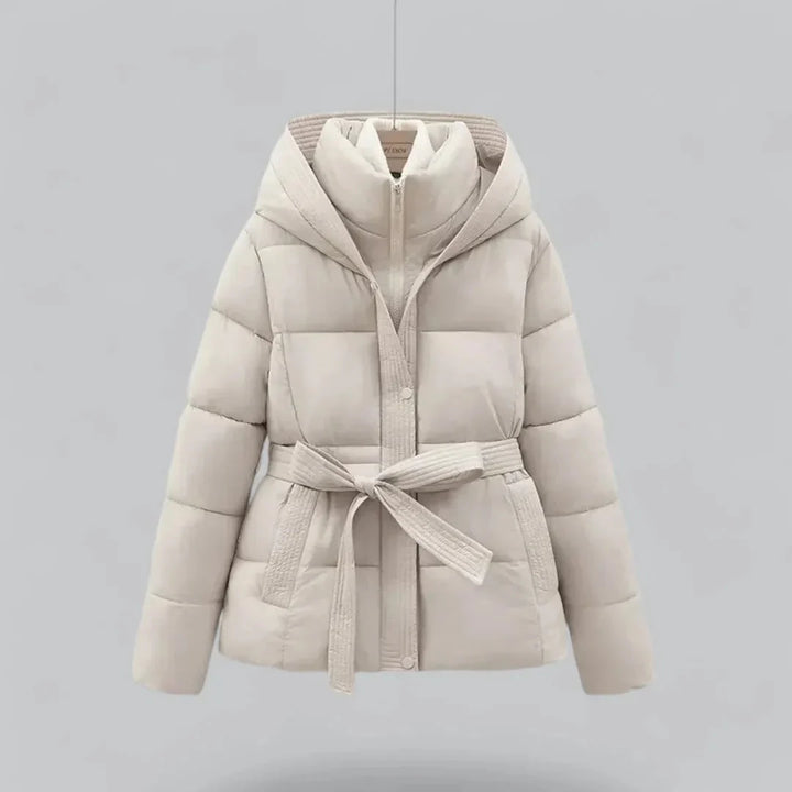 Ediva | Women's Belted Hooded Puffer Jacket | Zip Up
