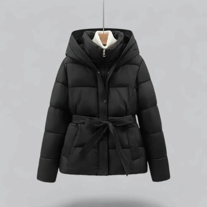 Ediva | Women's Belted Hooded Puffer Jacket | Zip Up