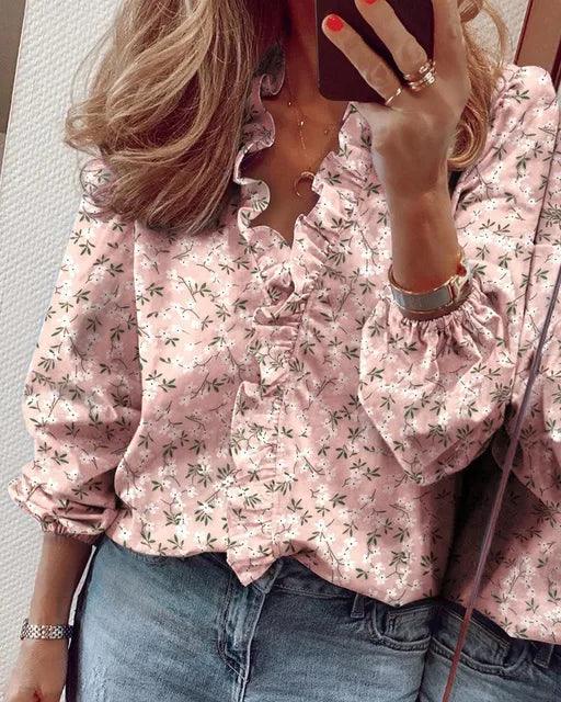 Hypatia | Women's Blouse | Ruffle V Neck Casual