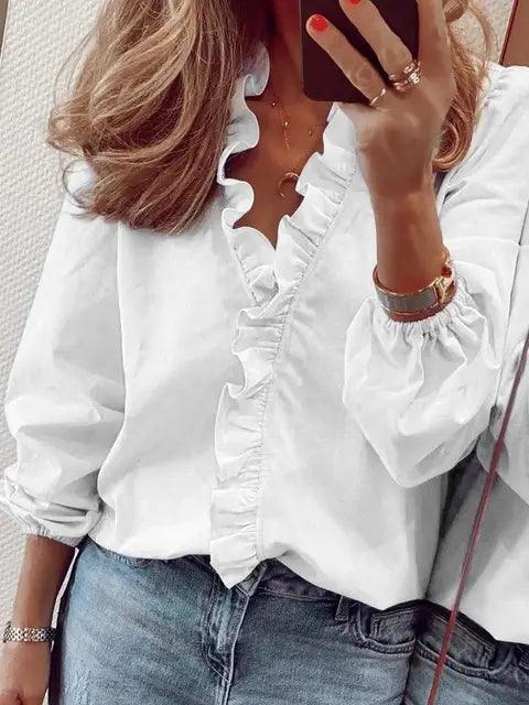 Hypatia | Women's Blouse | Ruffle V Neck Casual