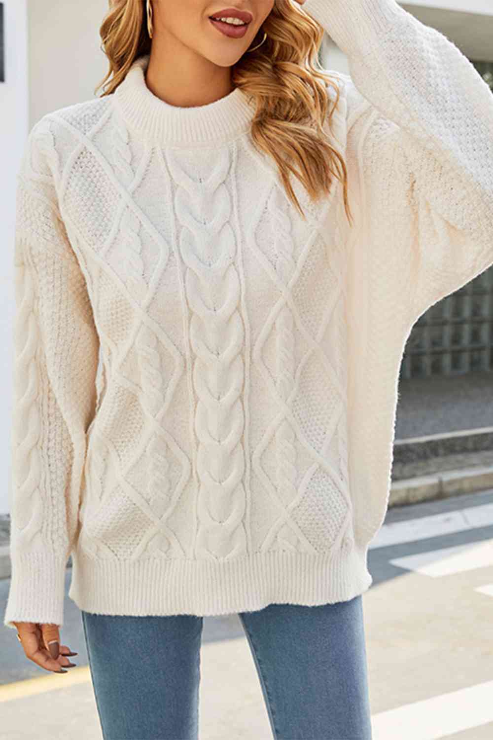 Yrsa | Women's Cable Knitted Jumper | Crew Neck Oversized