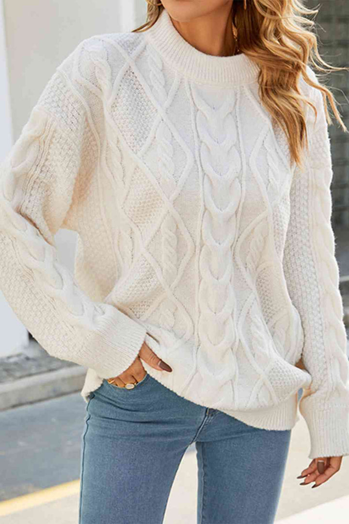 Yrsa | Women's Cable Knitted Jumper | Crew Neck Oversized