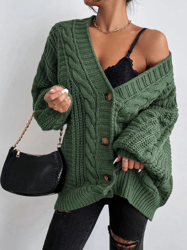 Winifred | Women's Cable Knit Cardigan | Oversized Button Front