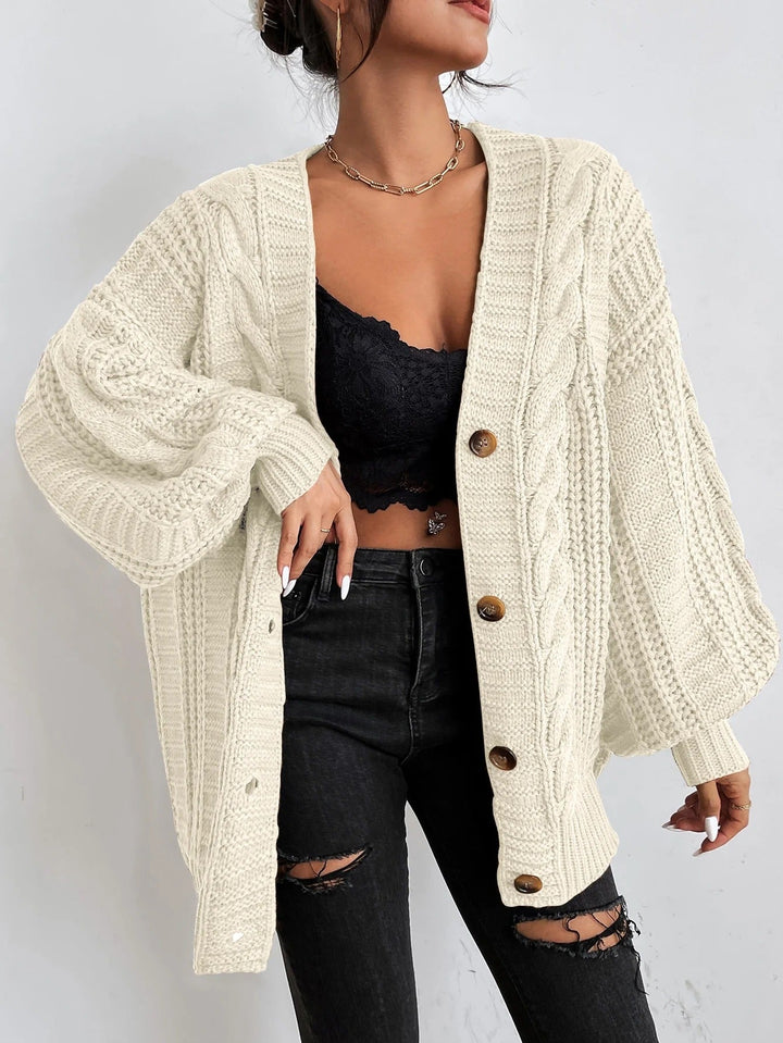 Winifred | Women's Cable Knit Cardigan | Oversized Button Front