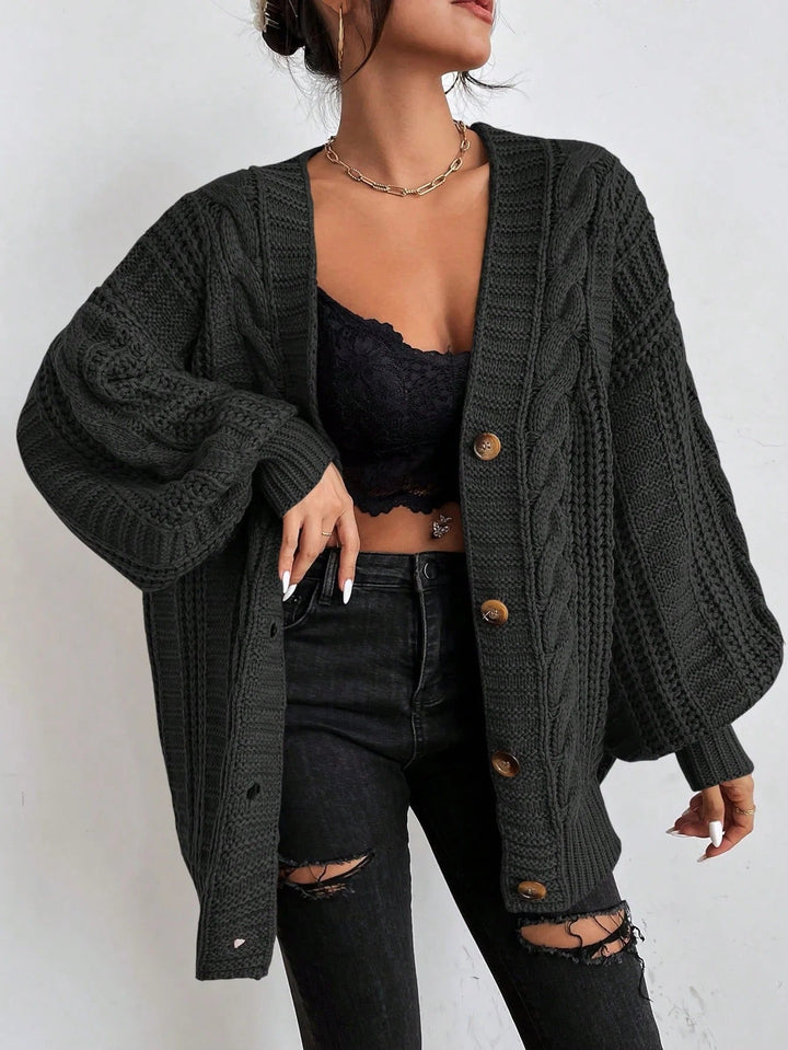 Winifred | Women's Cable Knit Cardigan | Oversized Button Front
